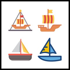 4 sail icon. Vector illustration sail set. sail boat and sailing boat icons for sail works