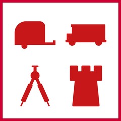 Fototapeta premium 4 tour icon. Vector illustration tour set. tower and bus icons for tour works