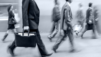 group of business people in the street in monochrome