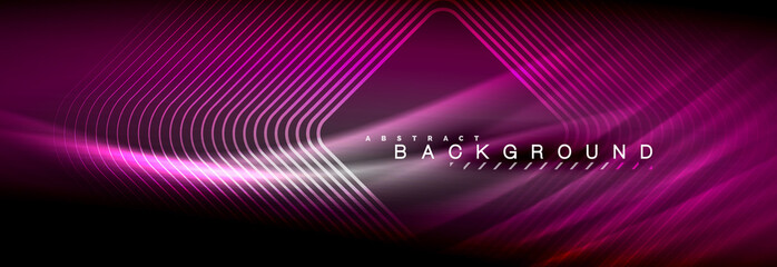 Neon glowing fluid wave lines, magic energy space light concept, abstract background wallpaper design