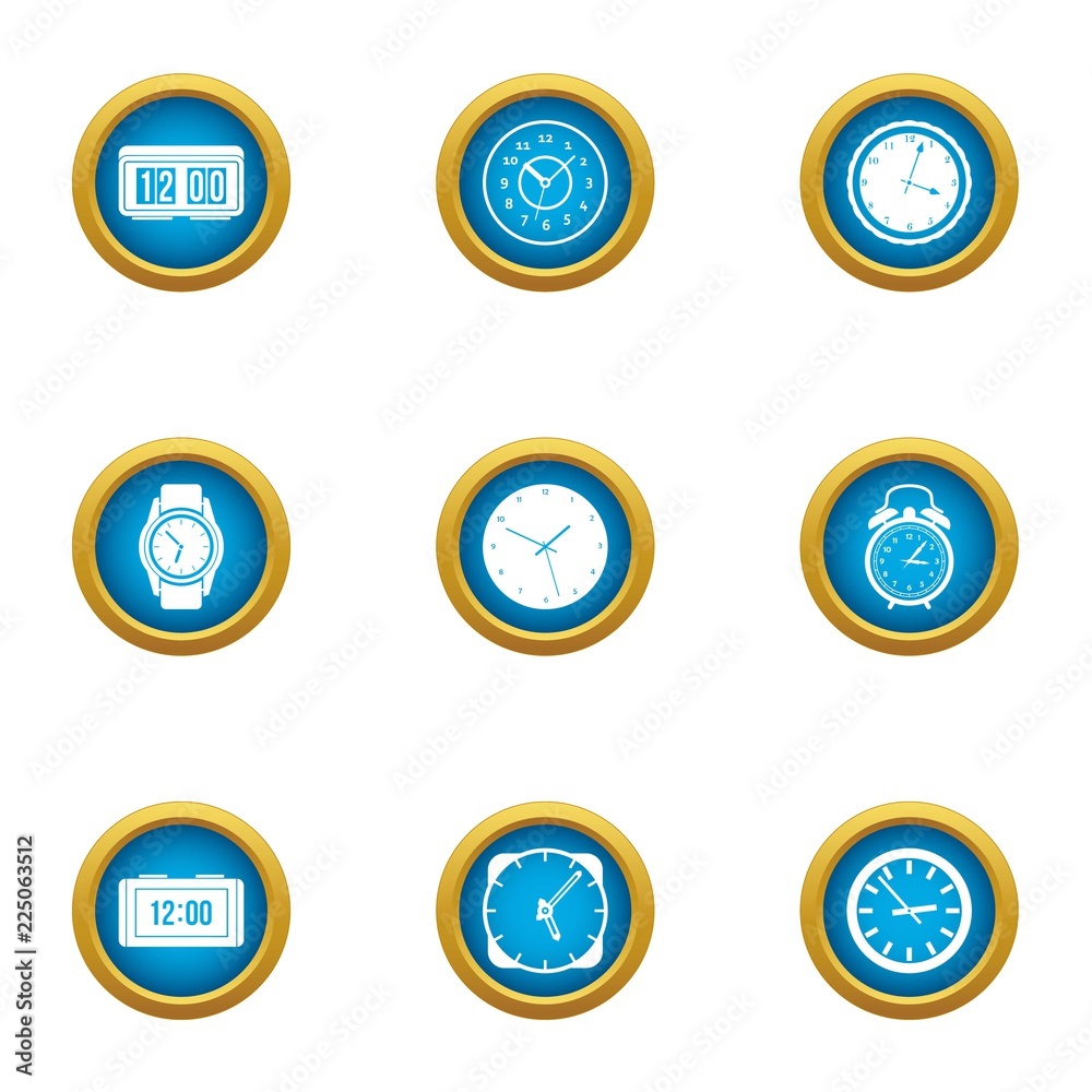 Poster duration icons set. flat set of 9 duration vector icons for web isolated on white background