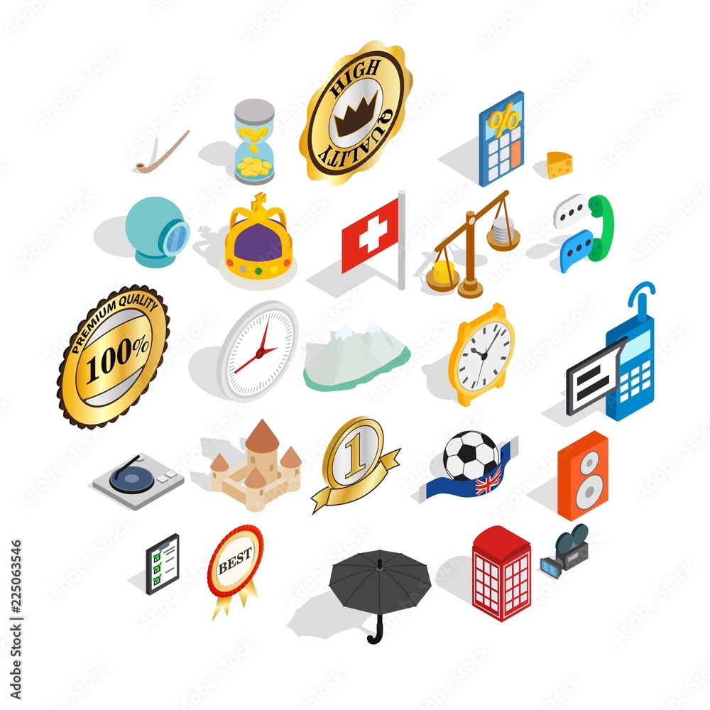 Poster time icons set. isometric set of 25 time vector icons for web isolated on white background