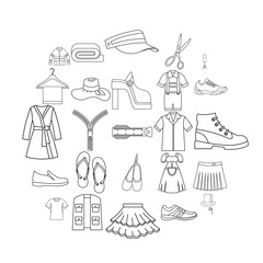 Stitching icons set. Outline set of 25 stitching vector icons for web isolated on white background