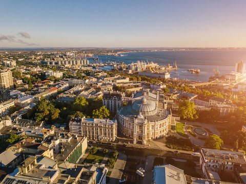 Odessa from the top. sightseeing Opera and Ballet Theater. aerial photography. Top view. Ukrainian most interesting cities