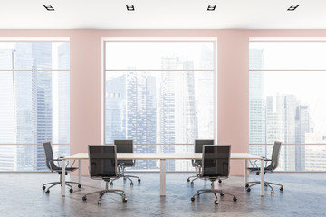Pink wall loft meeting room interior