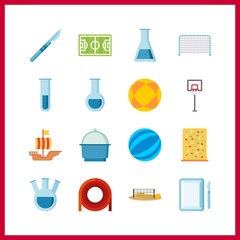 16 team icon. Vector illustration team set. sailing boat and goalkeeper icons for team works