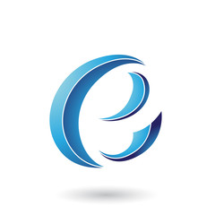 Naklejka premium Blue Striped Crescent Shape Letter E Vector Illustration