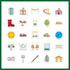play icon. roller coaster and ski vector icons in play set. Use this illustration for play works.