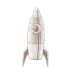 Brown Vectorized Ink Sketch of Rocket Illustration