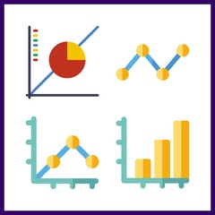 4 increase icon. Vector illustration increase set. bar chart and line graph icons for increase works