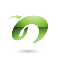Green Glossy Curvy Fun Letter N Vector Illustration