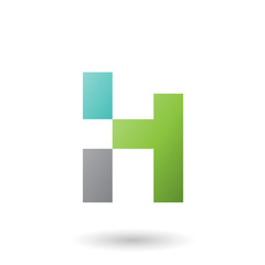 Green Letter H with Rectangular Shapes Vector Illustration