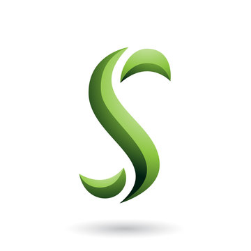 Green Snake Shaped Letter S Vector Illustration