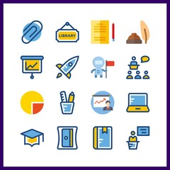 16 education icon. Vector illustration education set. lecture and startup icons for education works