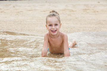 little boy in the sea in Thailand