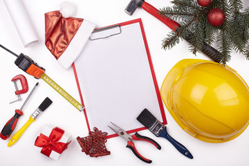 Construction hard hat and Christmas.