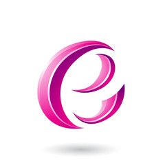 Obraz premium Magenta Glossy Crescent Shape Letter E Vector Illustration