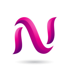 Magenta Snake Shaped Letter N Vector Illustration