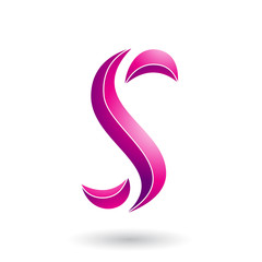 Naklejka premium Magenta Striped Snake Shaped Letter S Vector Illustration