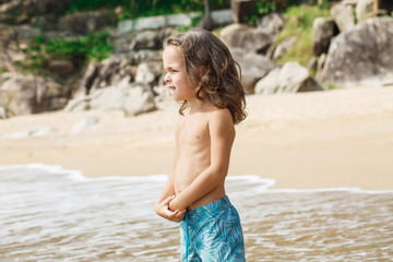 little boy in the sea in Thailand