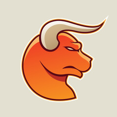 Orange Cartoon Bull Icon Vector Illustration