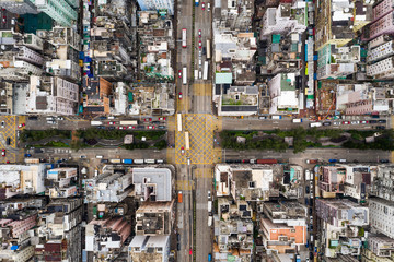 Fototapeta premium Top down view of Hong Kong downtown