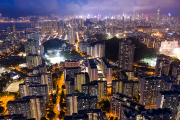 Top view of Hong Kong city