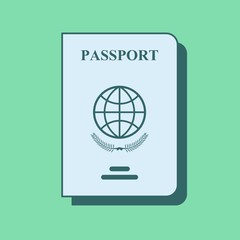 Documents identity flat line icon. Passport sign. Stock flat vector illustration.