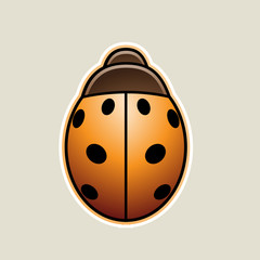 Orange Asian Ladybug Cartoon Icon Vector Illustration