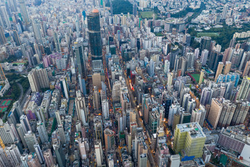 Top down of Hong Kong urban city