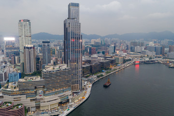 Top view of Hong Kong urban city