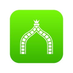 Ancient arch icon green vector isolated on white background