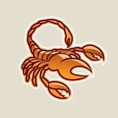 Orange Glossy Scorpion Icon Vector Illustration