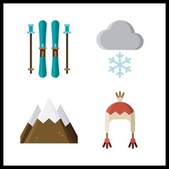 snow icon. winter hat and mountain vector icons in snow set. Use this illustration for snow works.