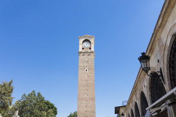 Fototapeta premium Old clock tower in Adana city. Also known 