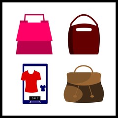 market icon. accept and bag vector icons in market set. Use this illustration for market works.