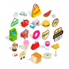 Eatery icons set. Isometric set of 25 eatery vector icons for web isolated on white background