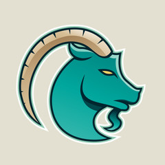 Persian Green Goat with a Long Horn Icon Vector Illustration