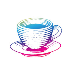 Rainbow Colored Vectorized Ink Sketch of Coffee Cup Illustration