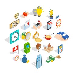 Specie icons set. Isometric set of 25 specie vector icons for web isolated on white background