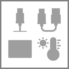 4 device icon. Vector illustration device set. usb and thermometer icons for device works