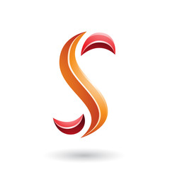 Fototapeta premium Red and Orange Glossy Snake Shaped Letter S Vector Illustration