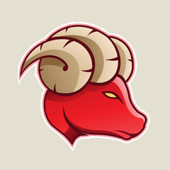 Red Aries or Ram Cartoon Icon Vector Illustration