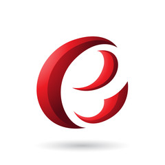 Red Crescent Shape Letter E Vector Illustration