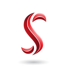 Obraz premium Red Glossy Snake Shaped Letter S Vector Illustration