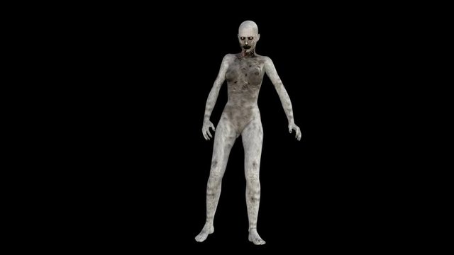 Naked Zombie Woman Coming Closer and Being Hit