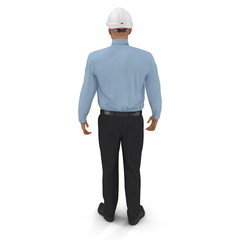 Construction Engineer in Hardhat Standing Pose Isolated On White Background. 3D illustration