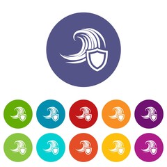 Flood protection icons color set vector for any web design on white background