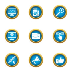 Coding icons set. Flat set of 9 coding vector icons for web isolated on white background