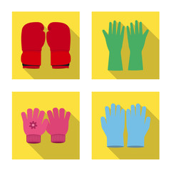 Isolated object of glove and winter sign. Set of glove and equipment stock vector illustration.